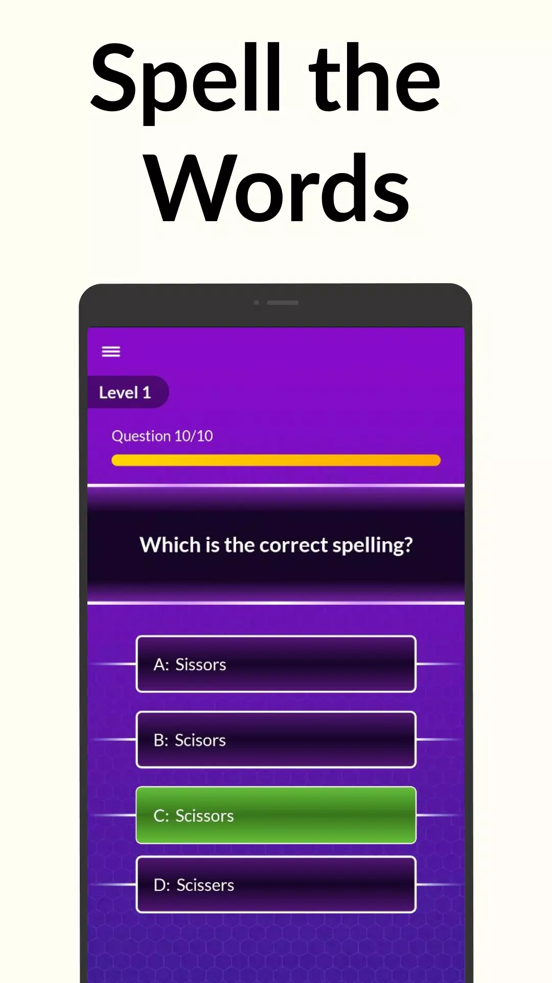 Schermata Spelling Bee: Spelling Quiz 1