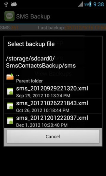 Super Backup: SMS & Kontakt Screenshot 1