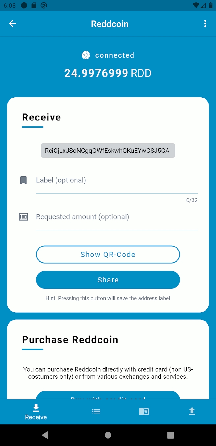Reddcoin Mobile Wallet Capture d'écran 2