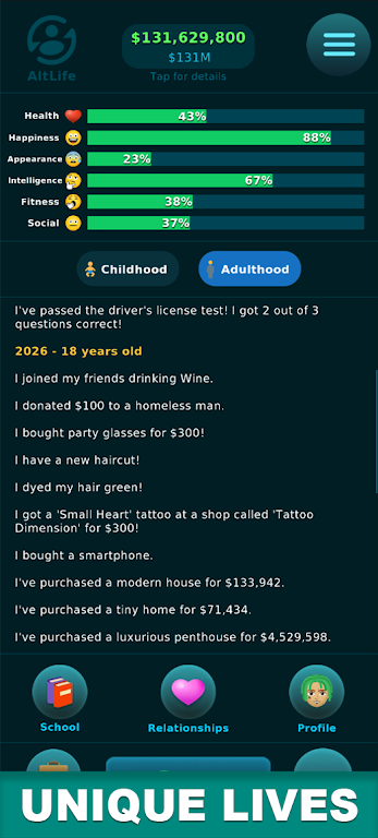 AltLife - Life Simulator Captura de tela 0