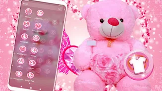 Pink Teddy Bear Theme Tangkapan skrin 2