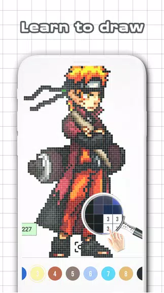 Color by Number - Naruto Sandbox Ninja Pixel ဖန်သားပြင်ဓာတ်ပုံ 0
