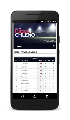 Live Chilean Soccer ภาพหน้าจอ 1