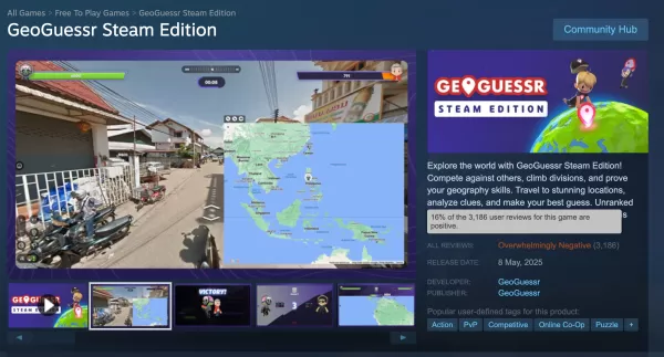蒸汽用戶評論截至5月13日起的GeoGuessr Steam版本的統計信息。圖片來源：Steam / geoguessr。