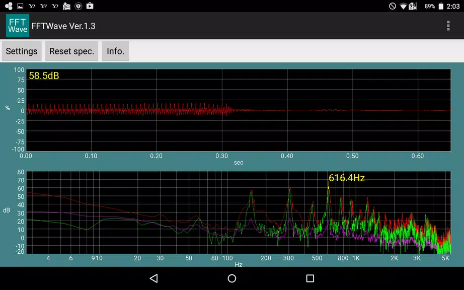 Sound monitor FFTWave Captura de pantalla 0