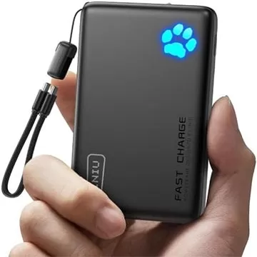 INIU 10,000mAh 45W Power Bank with Detachable USB-C Cable