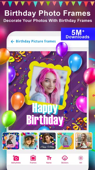 Birthday Photo Frame Maker App Tangkapan skrin 0