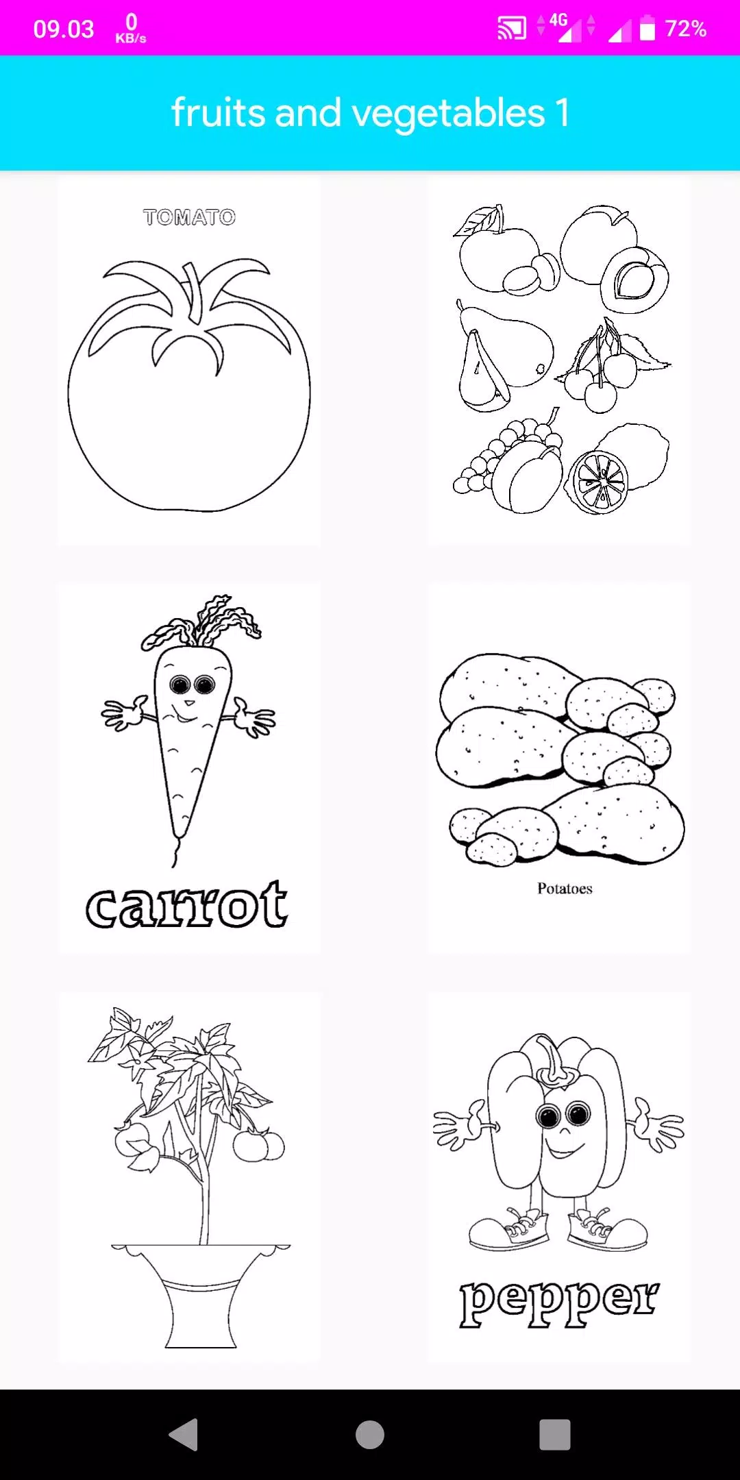 Coloring Fruits And Vegetables Captura de tela 2