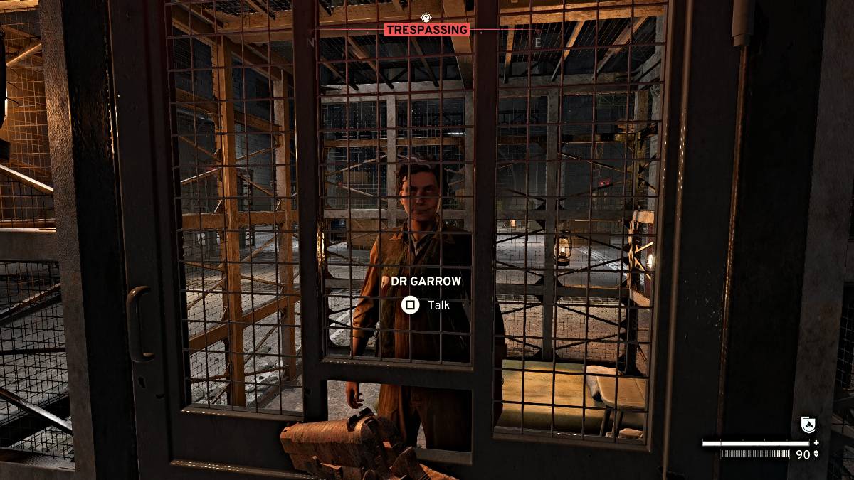 《Atomfall》中監獄牢房的黛安·加羅博士角色模型