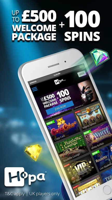 Schermata Hopa Casino – Online Slots, Live Casino & Roulette 0