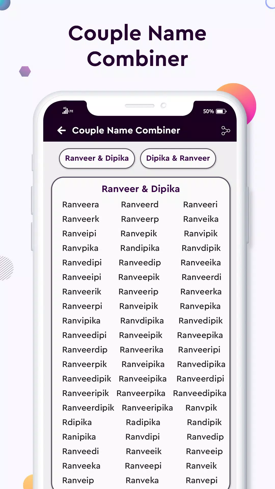 Schermata Baby name Couple Name Combiner 3