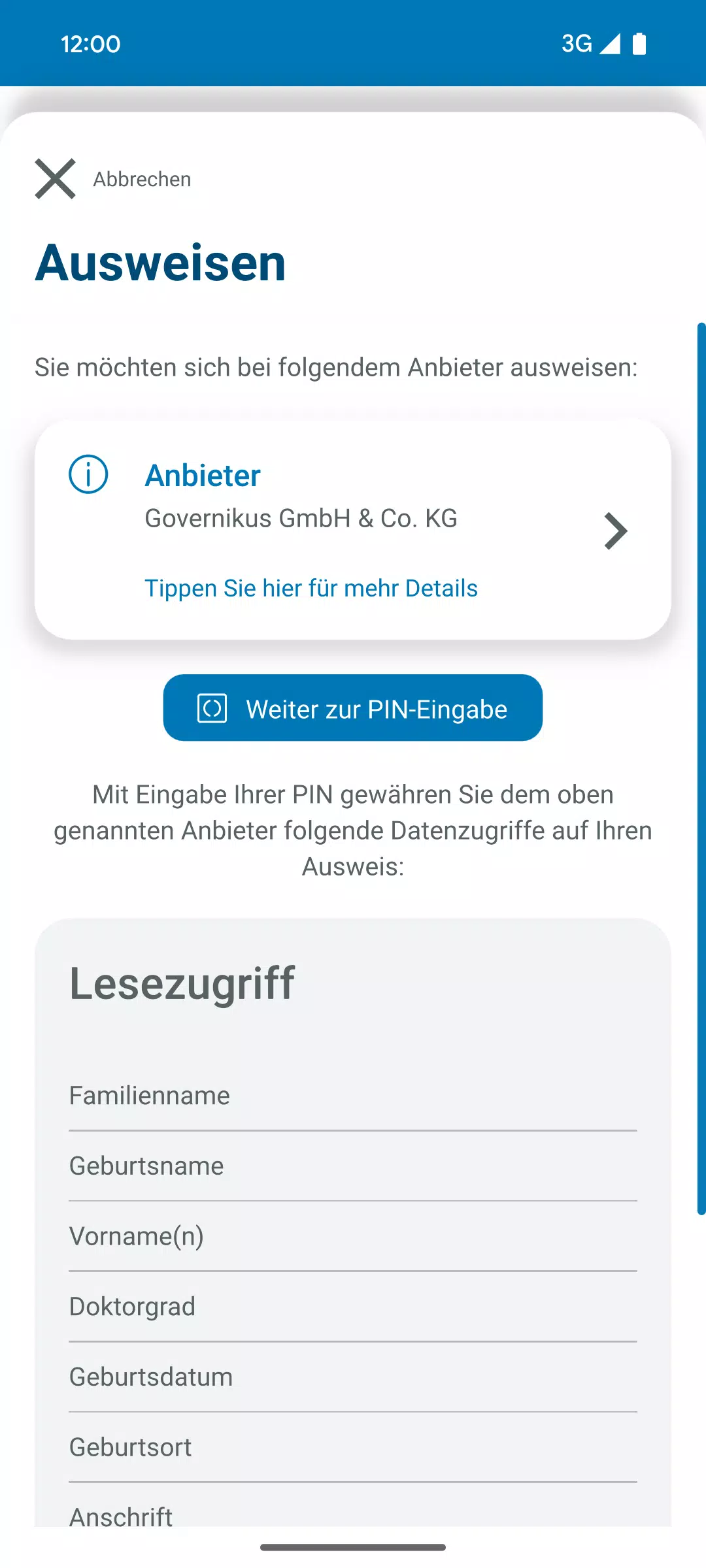 AusweisApp Bund Schermafbeelding 2