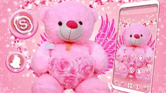 Pink Teddy Bear Theme Tangkapan skrin 1