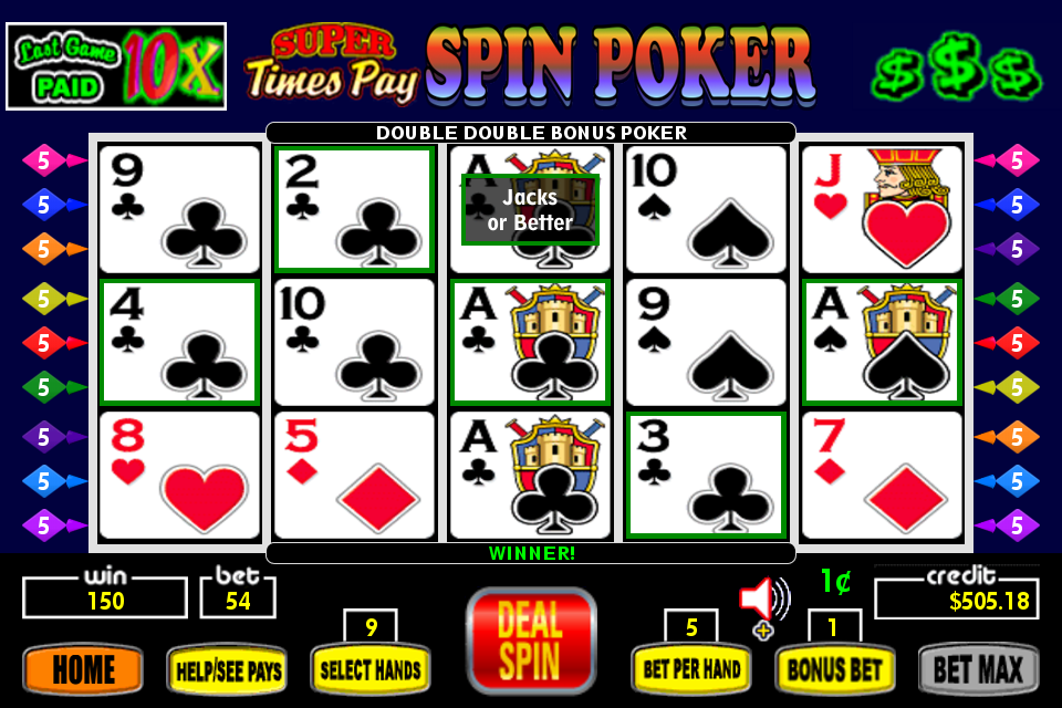 Super Times Pay Spin Poker - FREE スクリーンショット 0