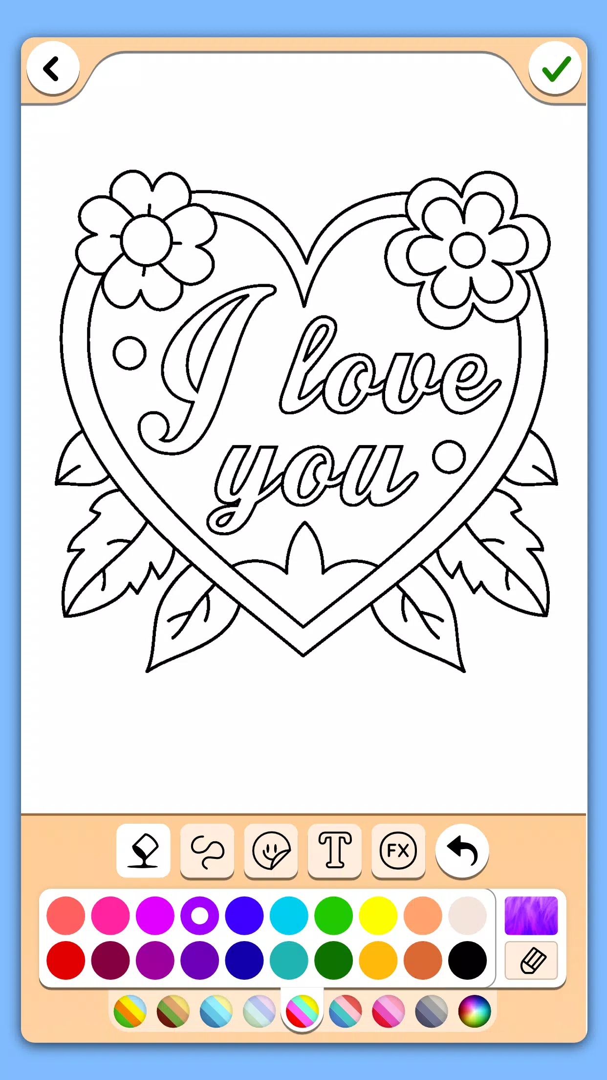 Valentines love coloring book Schermafbeelding 2