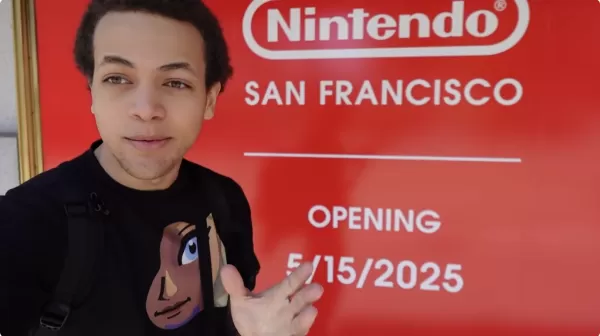 Camper wacht op Switch 2 in de Nintendo Store van San Francisco voor de officiële opening