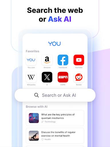 You.com AI Search and Browse Ảnh chụp màn hình 1