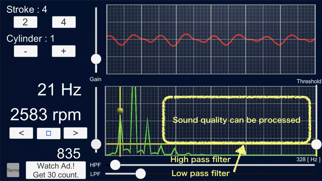 Engine Sound Analyzer:RPM Calc ဖန်သားပြင်ဓာတ်ပုံ 3