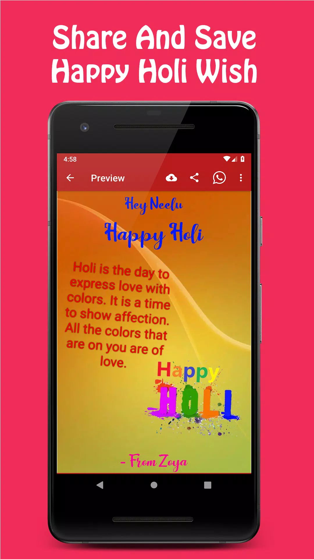 Happy Holi Greeting Card Maker 2021 Schermafbeelding 2