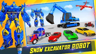 Snow Excavator Robot Car Games Tangkapan skrin 1