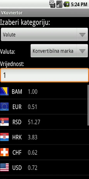 VKonvertor - konvertor valuta Zrzut ekranu 1