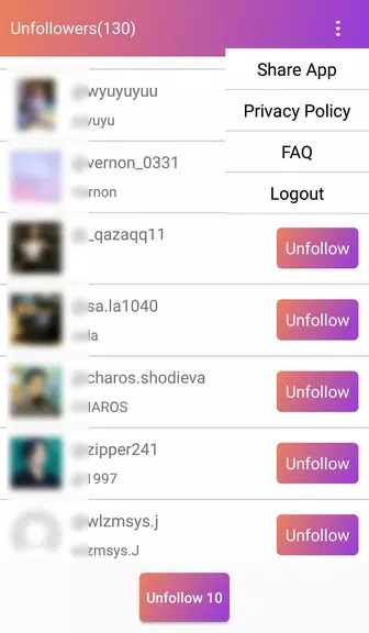 Follow Analyzer who not follow ภาพหน้าจอ 2