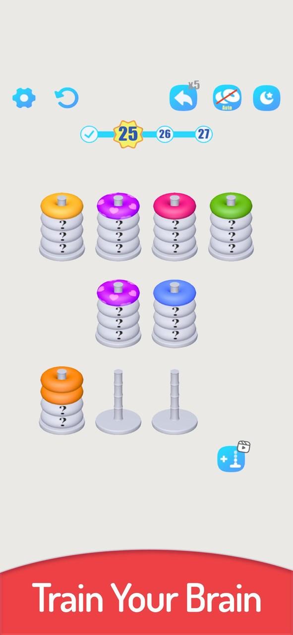 3D Color Sort Hoop Stack स्क्रीनशॉट 1