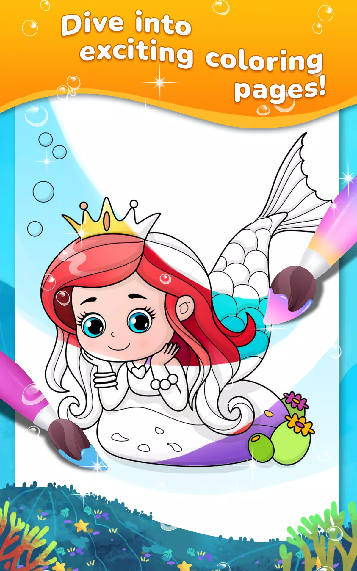 Mermaid coloring book gradient スクリーンショット 0