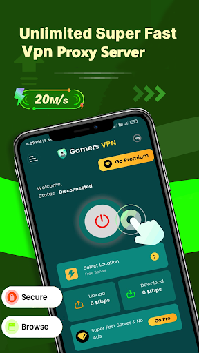 Gamers VPN: Low Ping Gaming Captura de tela 2