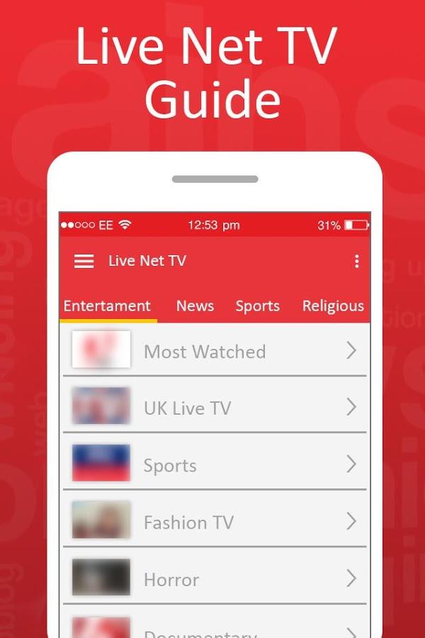 Live Net TV Streaming Guide Zrzut ekranu 1