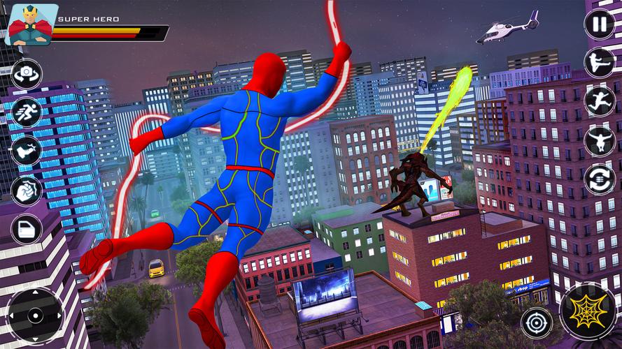 Spider Flying Rope Hero Games Ekran Görüntüsü 1