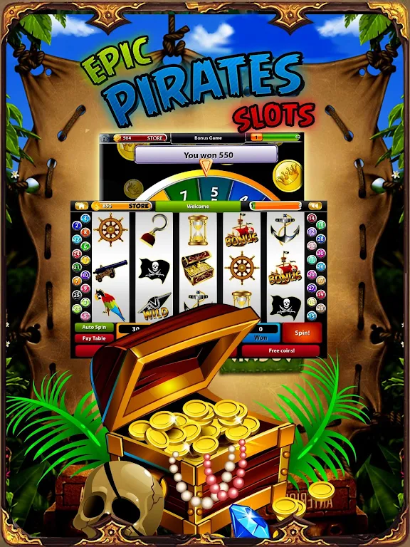 Pirate Treasure Mega Slots Скриншот 1