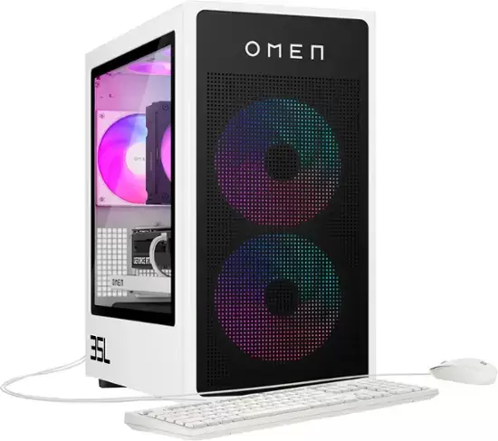 HP AMEN -35L遊戲台式機-AMD Ryzen 7 8700G -16GB DDR5內存-NVIDIA GEFORCE RTX RTX 4060 TI -1TB SSD -WHITE/BLACK SSD