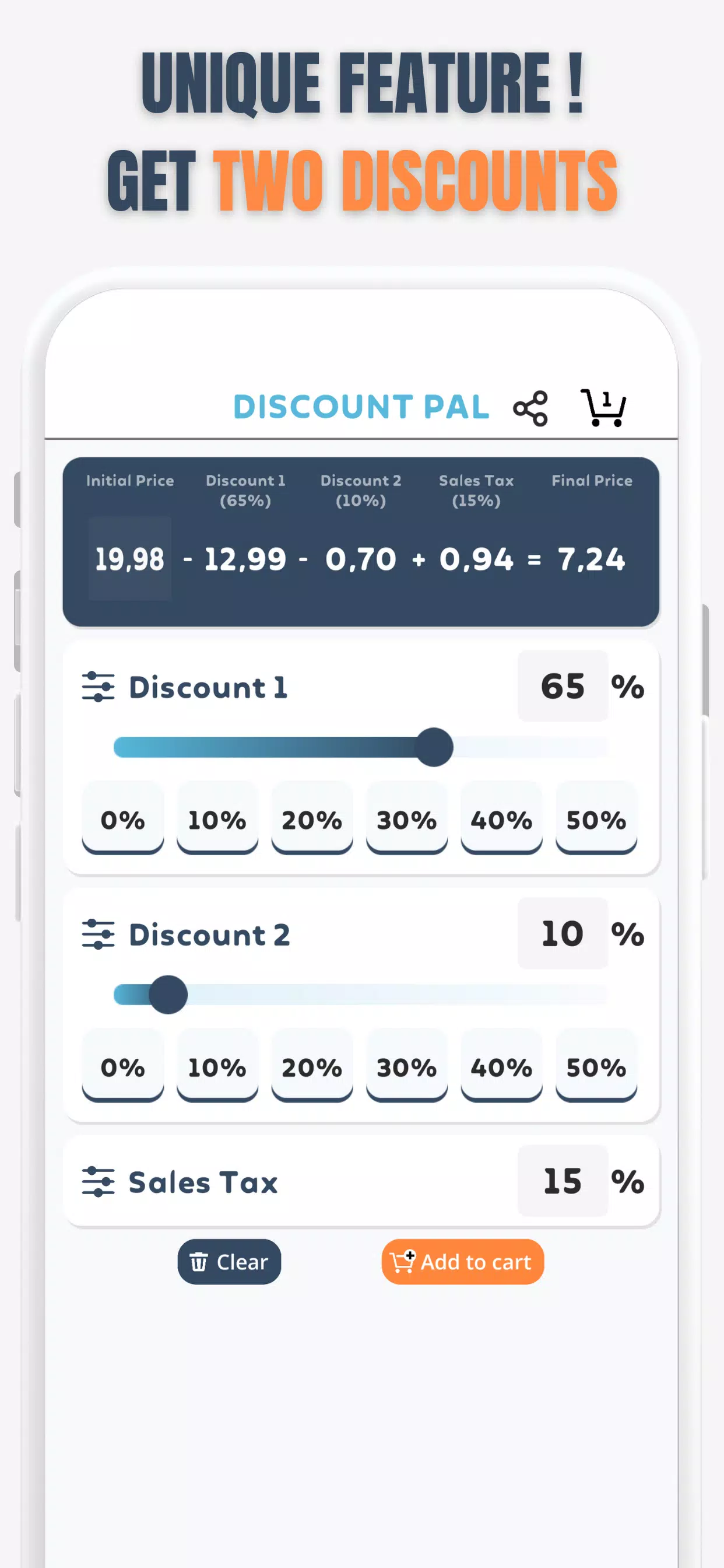 Percent Off Shoping Calculator Screenshot 2