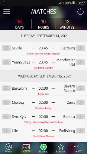Live Scores for Champions League Tangkapan skrin 0