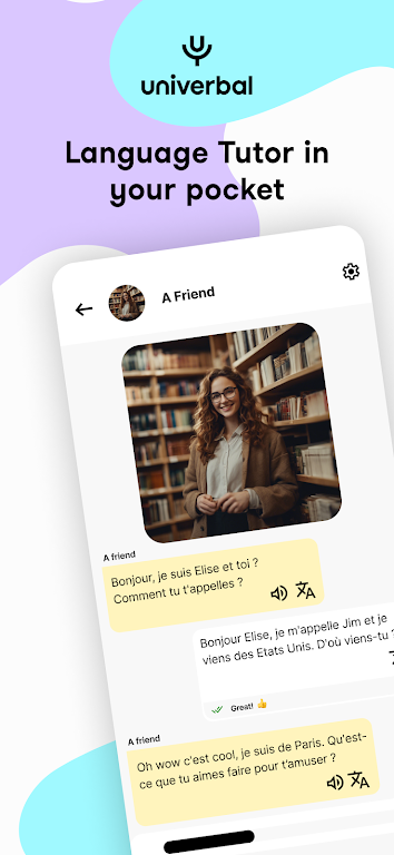 Univerbal - AI Language tutor Capture d'écran 0