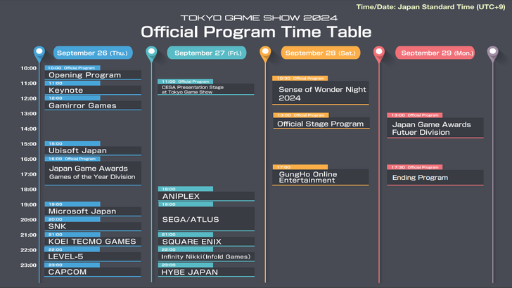 Tokyo Game Show 2024 Official Stream Schedule