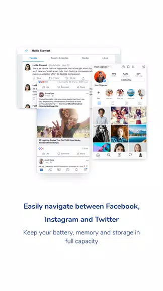 Schermata Social One - Facebook, Instagr 1