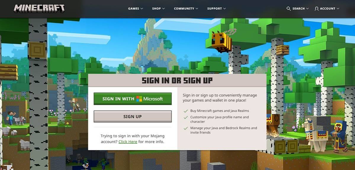 Tạo tài khoản Minecraft