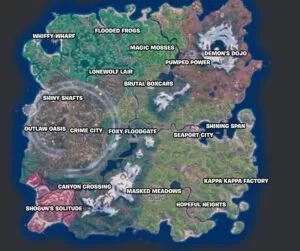 Fortnite Mobile Battle Royale Map လမ်းညွှန် - နေရာအားလုံး, NPCS နှင့် spawns အားလုံး