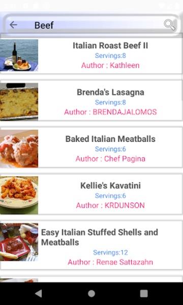 Schermata Italian Meal Recipes 3