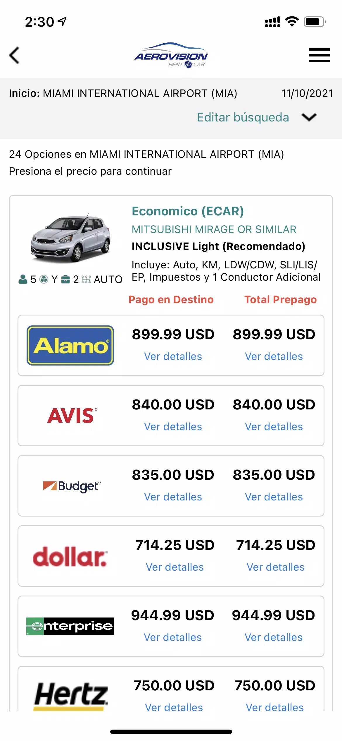 Aerovision SAS - Rent a Car Capture d'écran 3