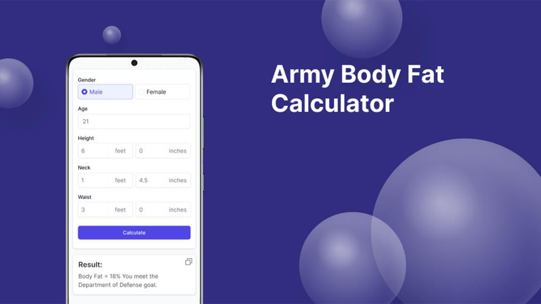 Army Body Fat Calculator Zrzut ekranu 2