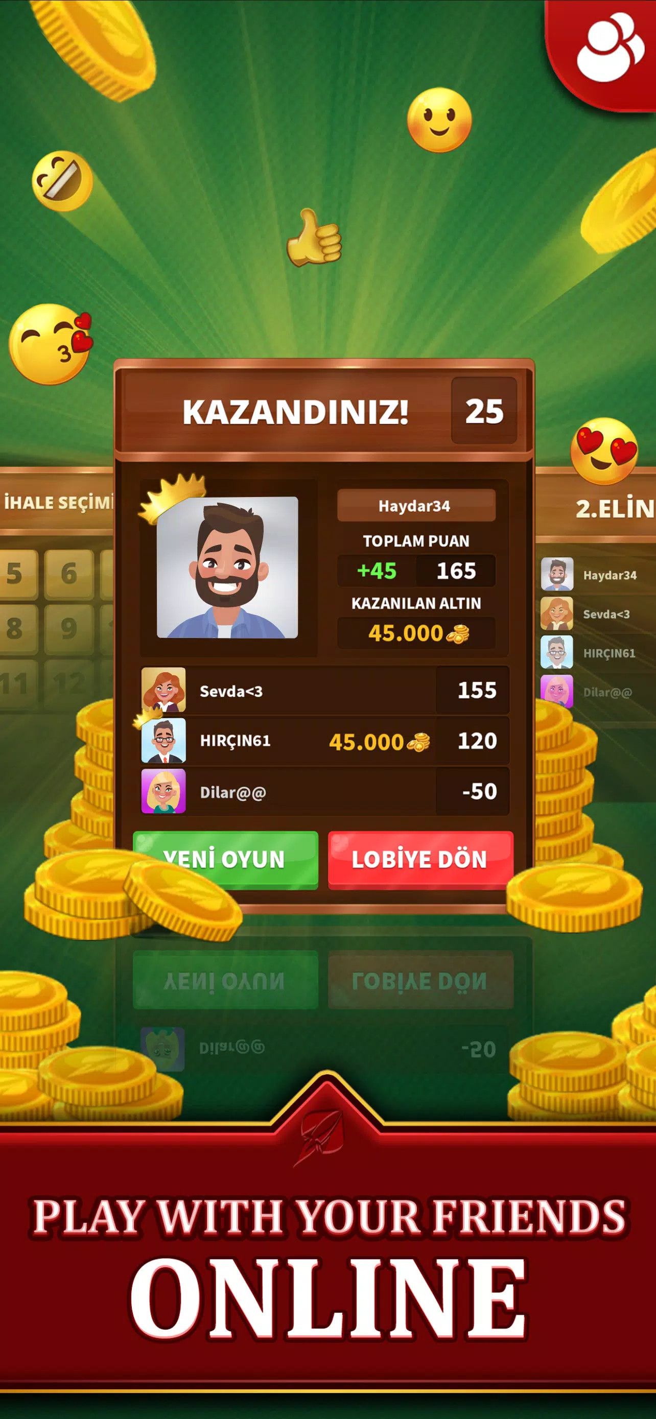 Spades - Batak Online HD Schermafbeelding 3