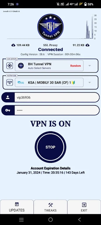 BH Tunnel VPN スクリーンショット 1