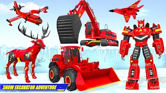 Snow Excavator Robot Car Games 스크린샷 3