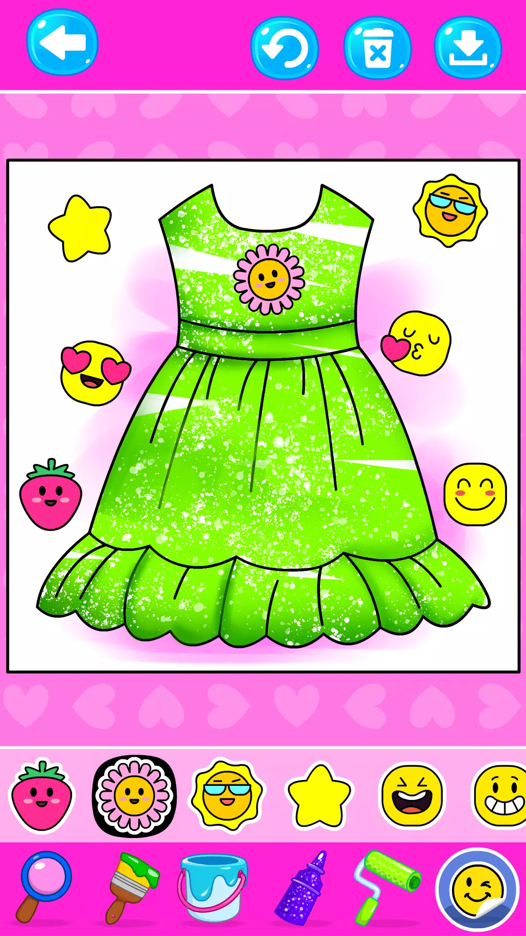 Girls Glitter Dress Coloring Captura de tela 3