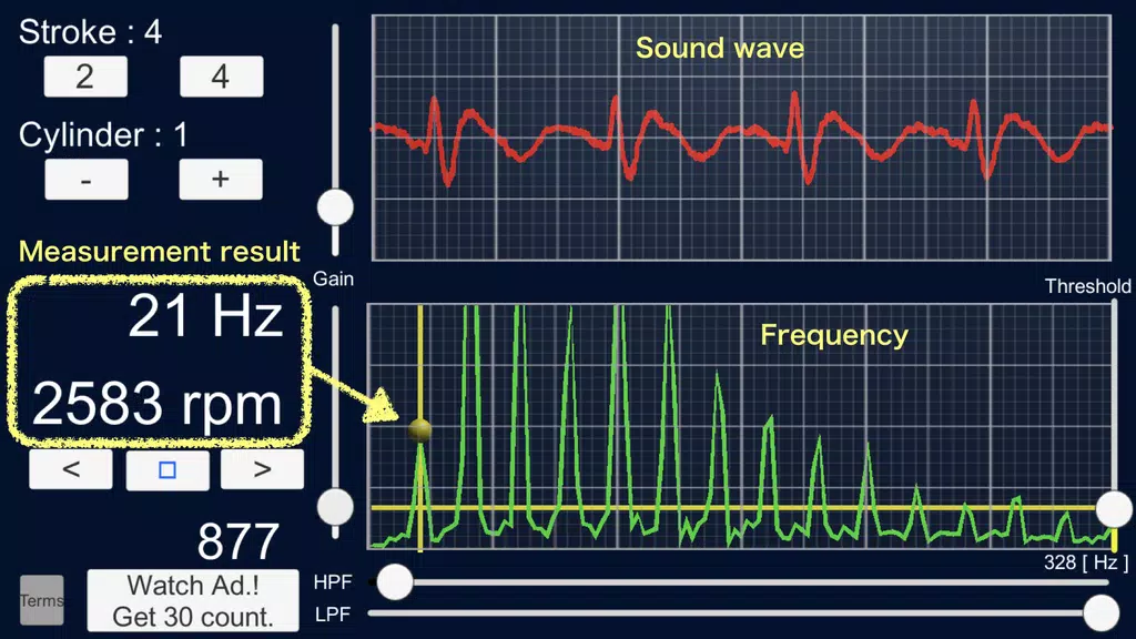 Engine Sound Analyzer:RPM Calc Скриншот 2