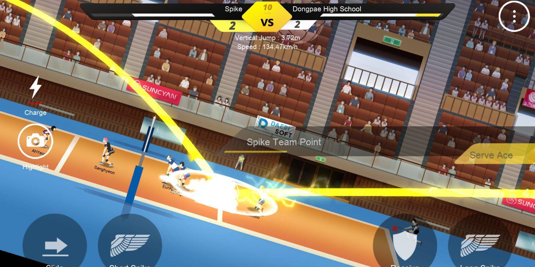 Image:  A screenshot of The Spike game showing the team selection screen