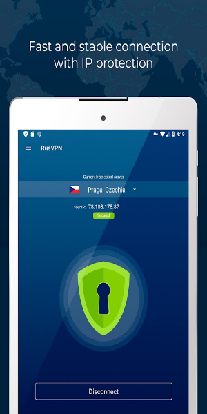 Fast VPN proxy servers with no logs - RUSVPN Zrzut ekranu 1